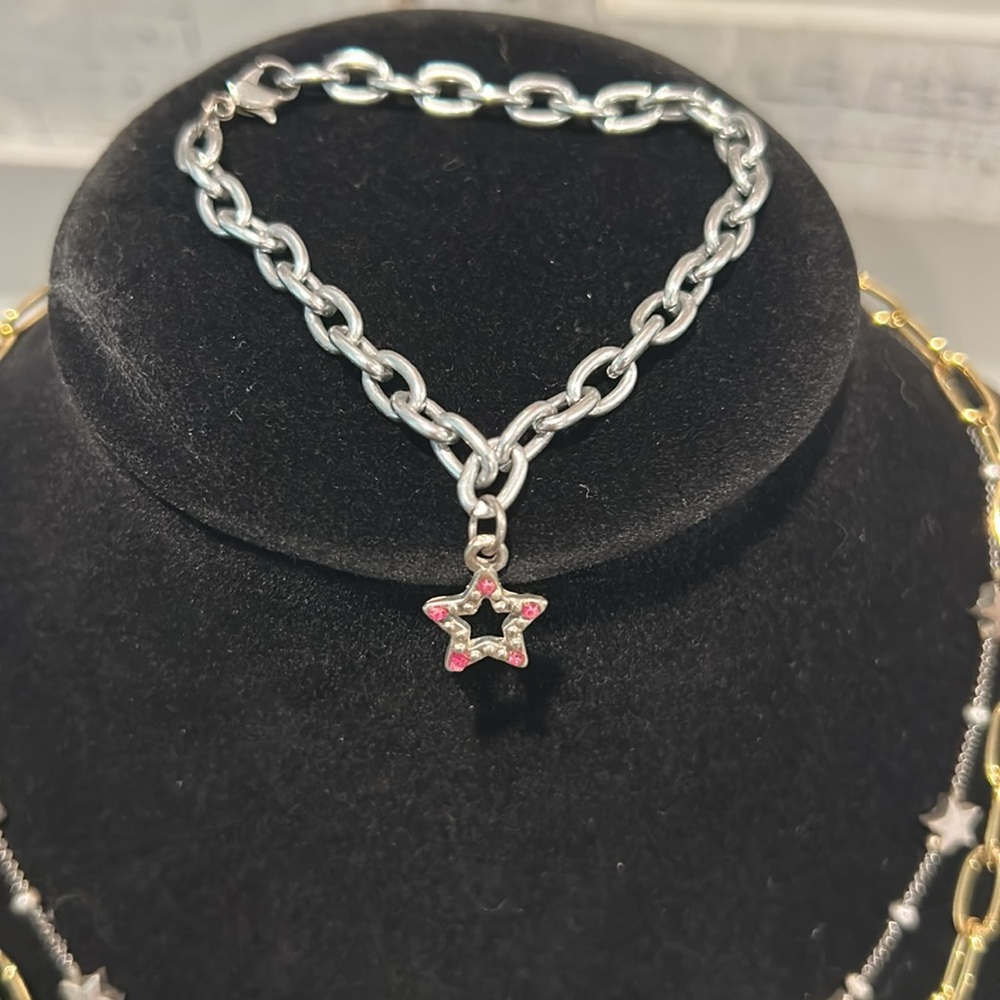 3 Pieces Fashion Jewelry Stars Silver & Gold Color Necklaces & Bracelet - Picture 2 of 7